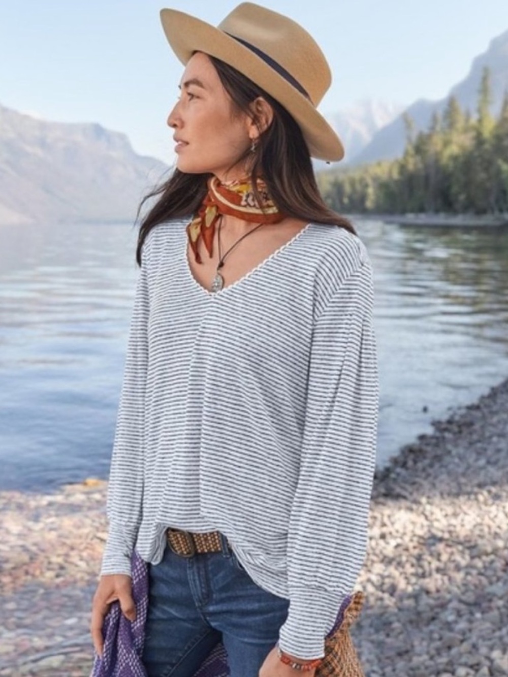 BOGO! Sundance Mariner Journey 100% Linen Striped Sweater Top Small